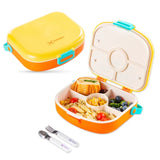 Hydrobrew 4 Compartment Bento Lunch Box With Spoon And Fork Set - Amber