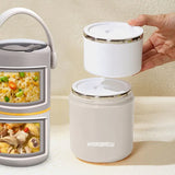 Hydrobrew Double Decker Stainless Steel Lunch Box With Folding Spork - Grey