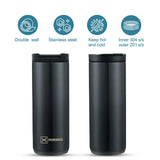 Hydrobrew Double Wall Insulated Tumbler Water Bottle 500ml - Black
