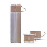 Hydrobrew Double Wall Insulated Tumbler Vacuum Flask 500ml With 2x 150ml Cup - Ivory