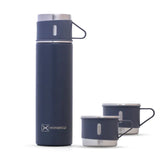 Hydrobrew Double Wall Insulated Tumbler Vacuum Flask 500ml With 2x 150ml Cup - Grey