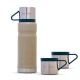 Hydrobrew Double Wall Insulated Tumbler Vacuum Flask 650ml With 2x 150ml Cup - Ivory