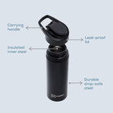 Hydrobrew Stainless Steel Sports Water Bottle 700ml - Black