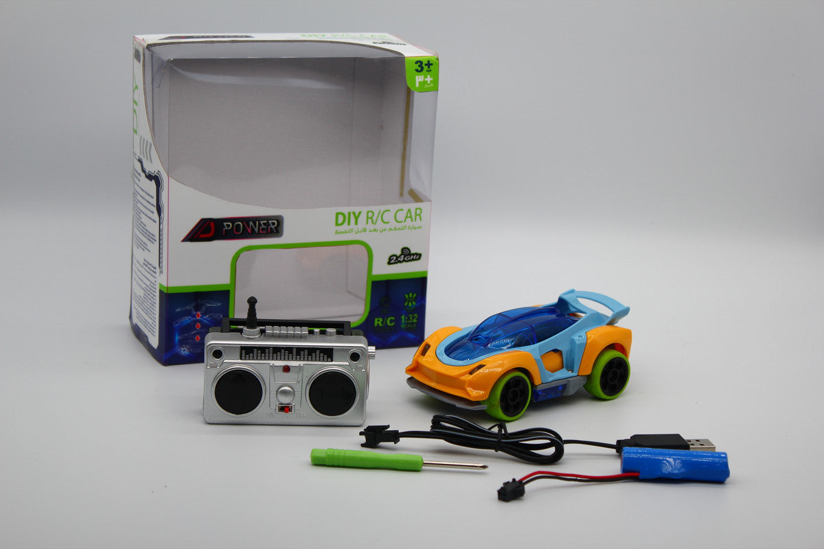 D-Power 4 Wheel DIY Remote Control Car - Orange - Laadlee