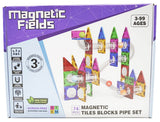 Magnetic Fields Magnetic Tiles Blocks Pipe Set - 74 Pcs