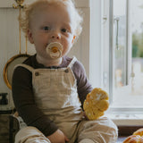 Frigg Daisy Silicone Baby Pacifier 6M - 18M, 2Pack, Chamomile/Honey Gold - Size 2 - Laadlee