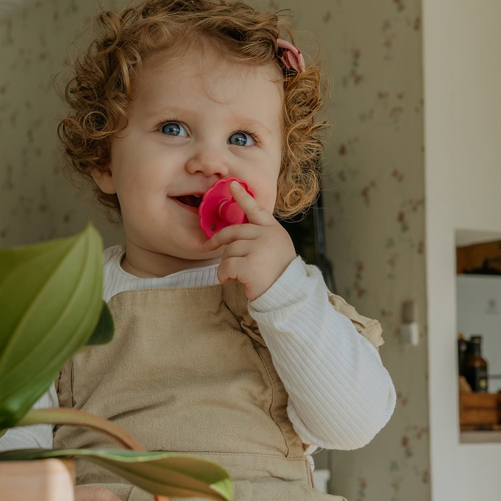 Frigg Daisy Silicone Baby Pacifier 6M-18M, 1Pack, Fuchsia - Size 2 - Laadlee