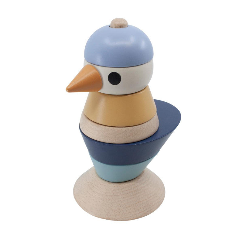 Sebra Wooden Stacking Bird - Denim Blue - Laadlee