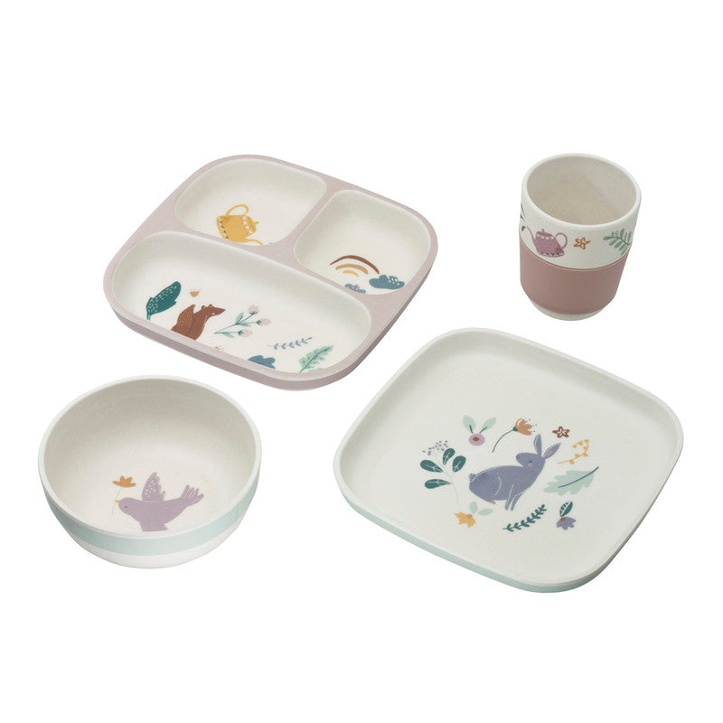 Sebra Bamboo Melamine Dinner Set 4 Pcs - Daydream - Laadlee