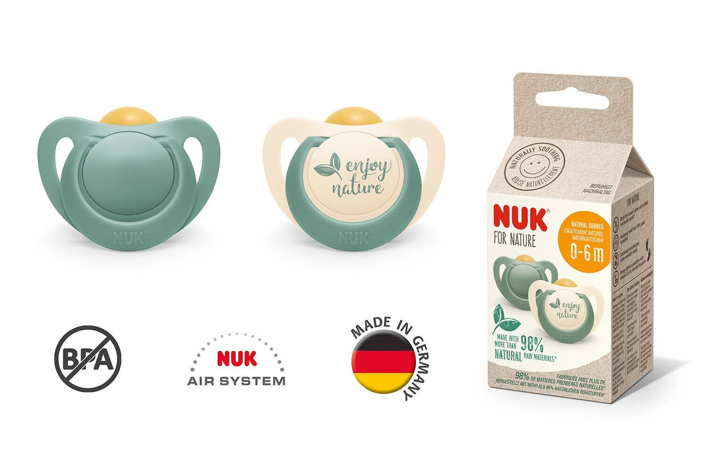 Nuk For Nature Latex Soother 0M-6M - Pack of 2