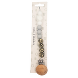 Chewies & More - Chewie Clip Silicone Beads - Leopard/Grey/White