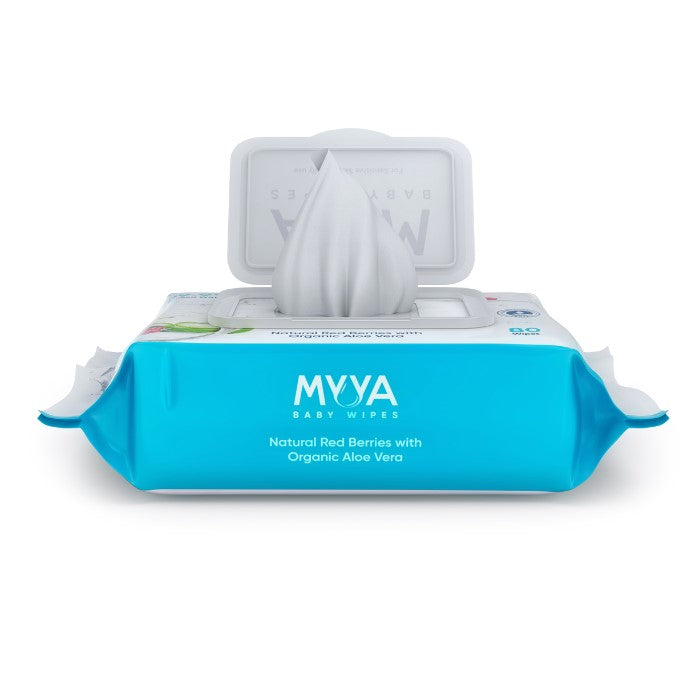 Myya Baby Wipes - Natural Red Berries with Organic Aloe Vera - Pack of 1 (80pcs) - Laadlee