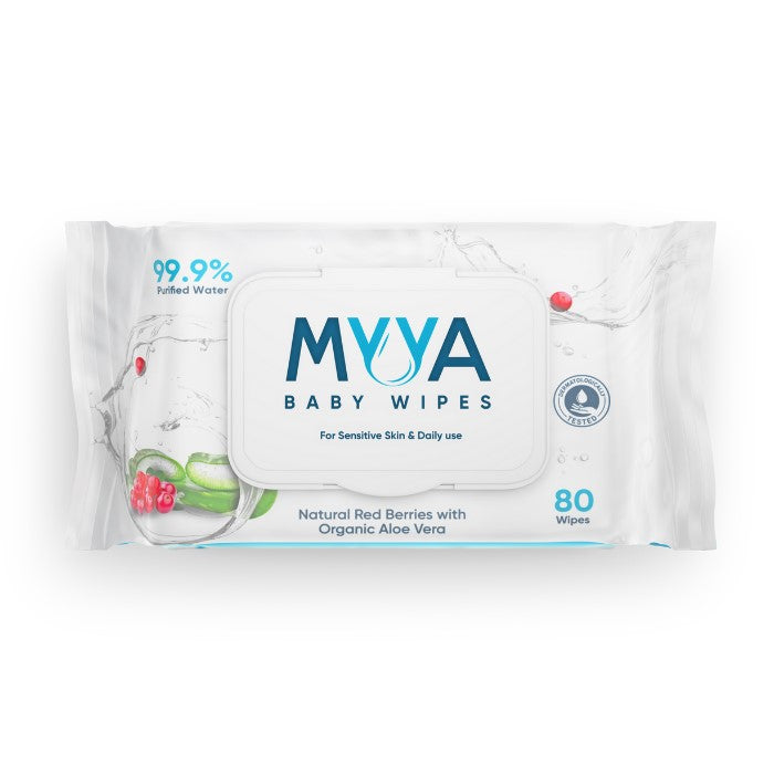 Myya Baby Wipes - Natural Red Berries with Organic Aloe Vera - Pack of 5 (400pcs)