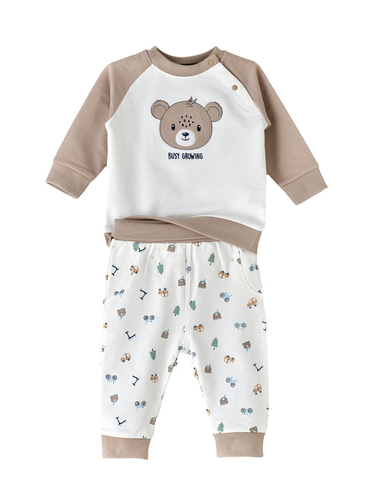 Elegant Kids Baby Boy 'Busy Growing' Bear Sweatshirt and Jogger Set