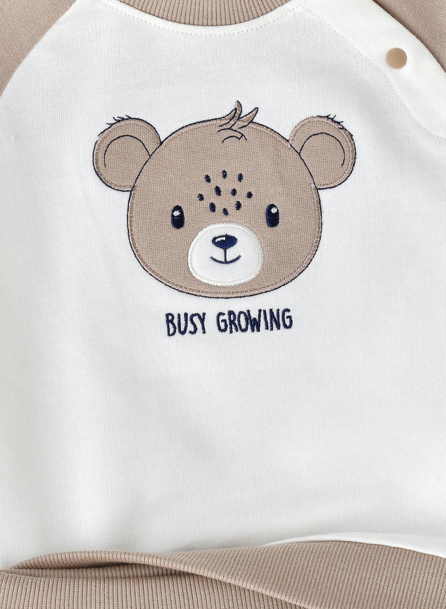 Elegant Kids Baby Boy 'Busy Growing' Bear Sweatshirt and Jogger Set