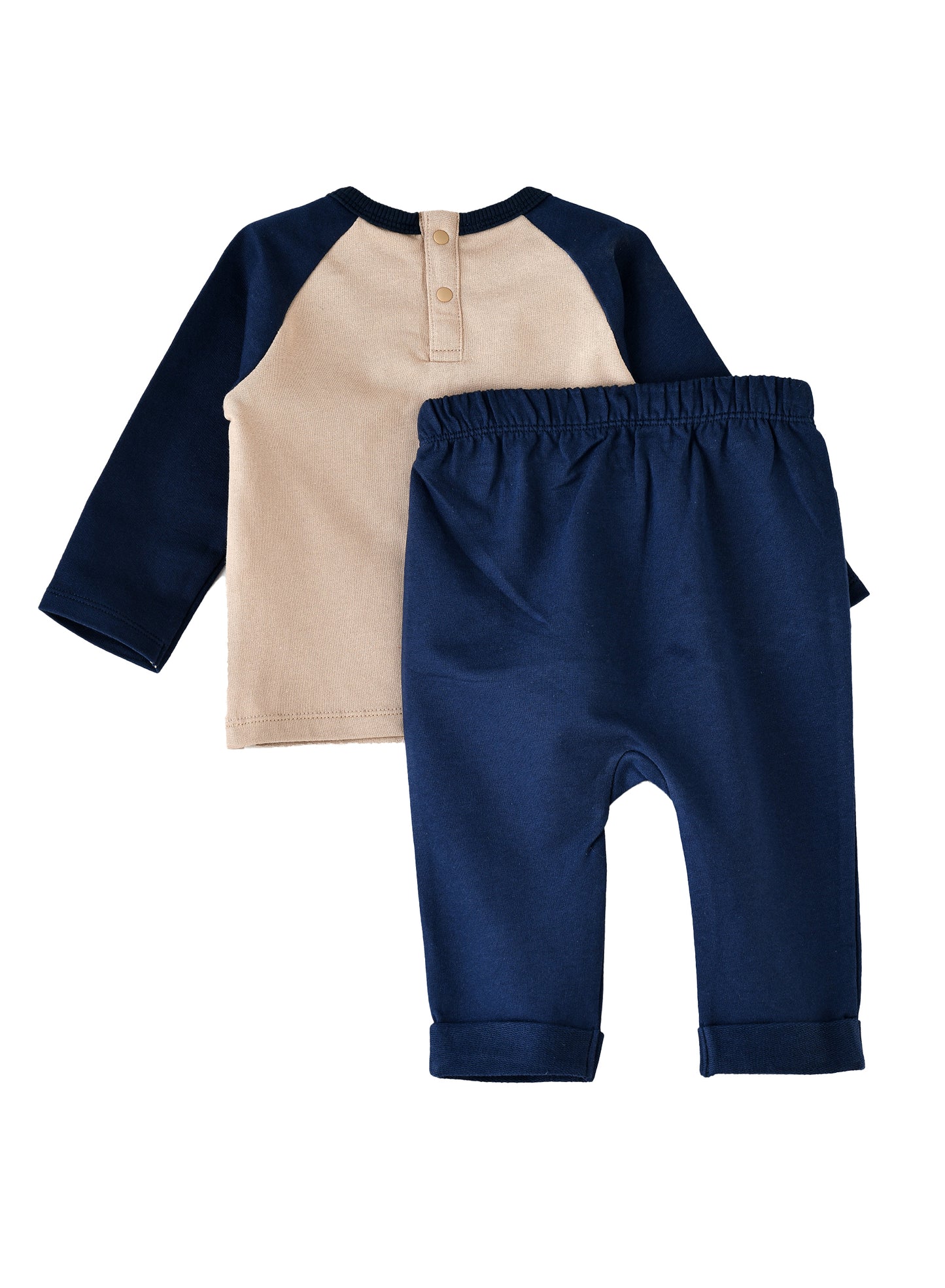 Elegant Kids Baby 2 Pcs Set - Cuddle Time Design - Beige & Navy