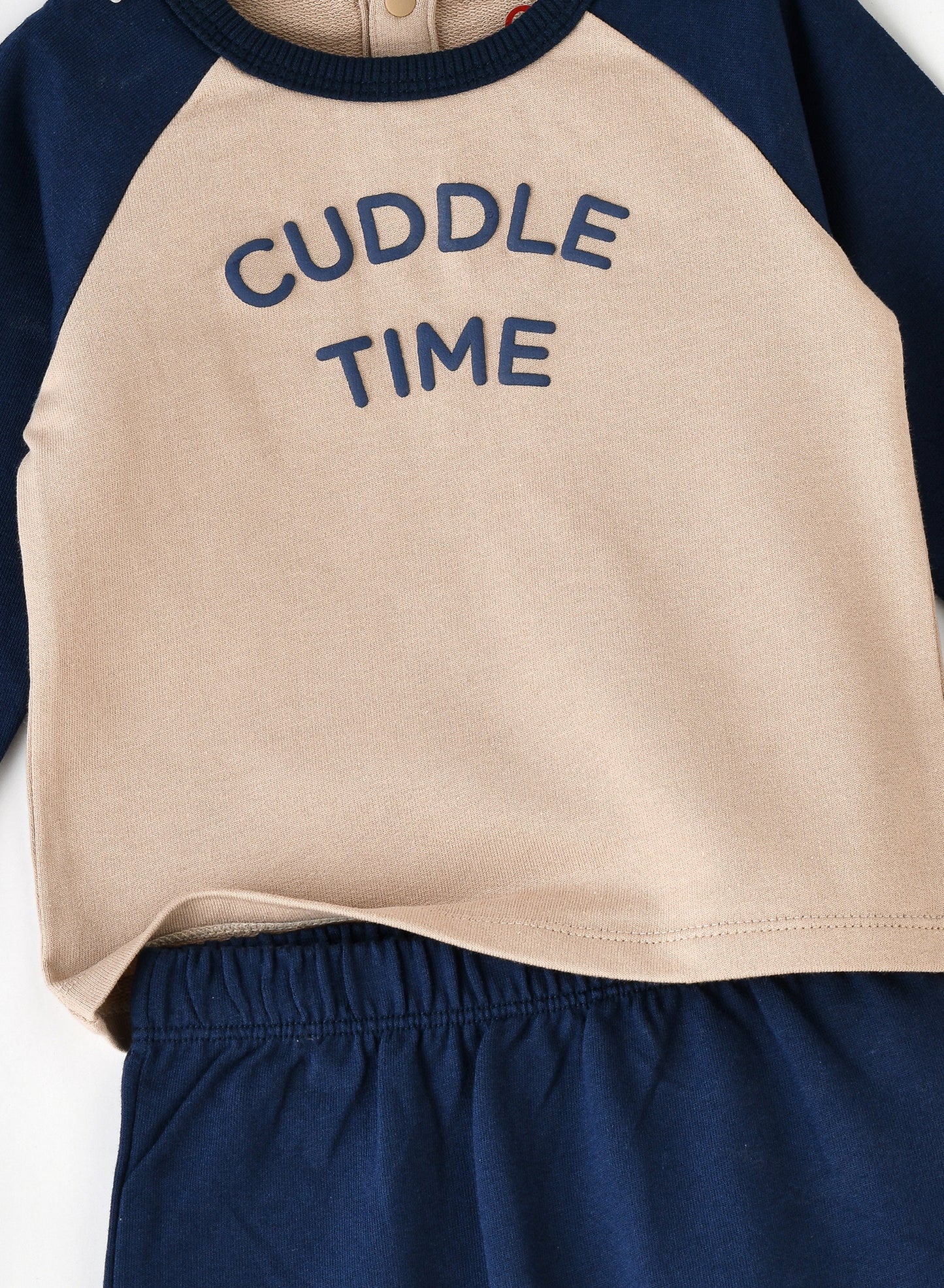 Elegant Kids Baby 2 Pcs Set - Cuddle Time Design - Beige & Navy