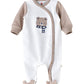 Elegant Kids Baby Boy Bear Footed Romper -  White & Beige