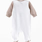 Elegant Kids Baby Boy Bear Footed Romper -  White & Beige