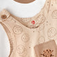 Elegant Kids Baby Romper Set with Cookie Print and Tee - Beige & White