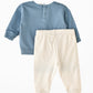 Elegant Kids Cozy Bear Kids Two-Piece Sweatshirt and Pants Set - White & Blue