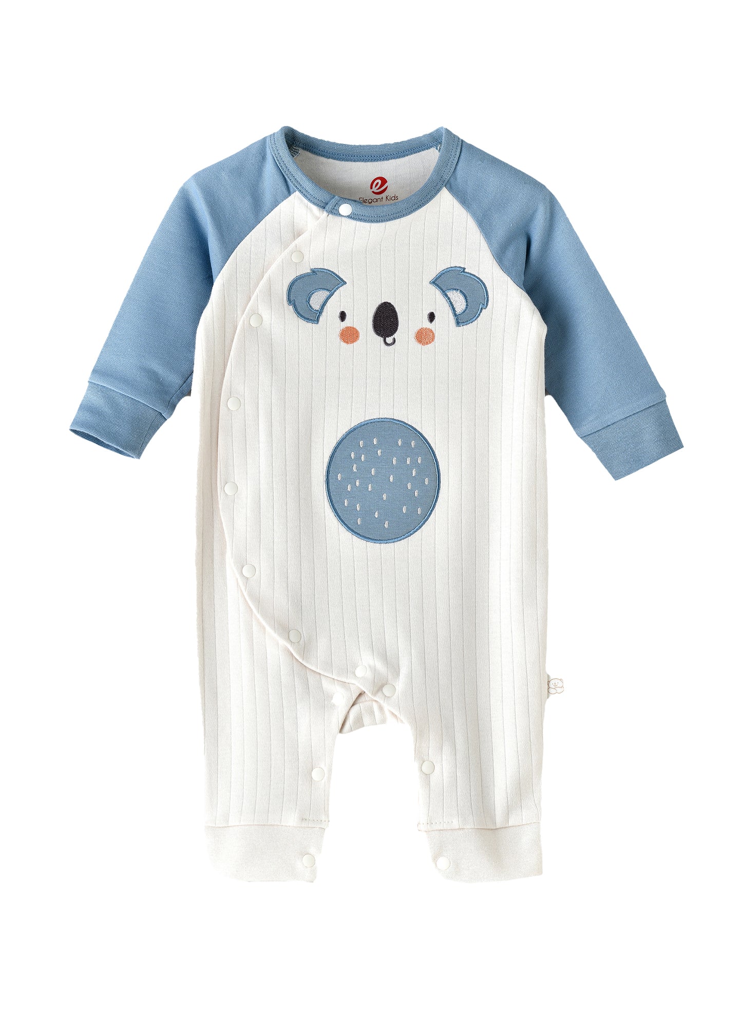 Elegant Kids Koala Patch Full Sleeves Romper - White & Blue