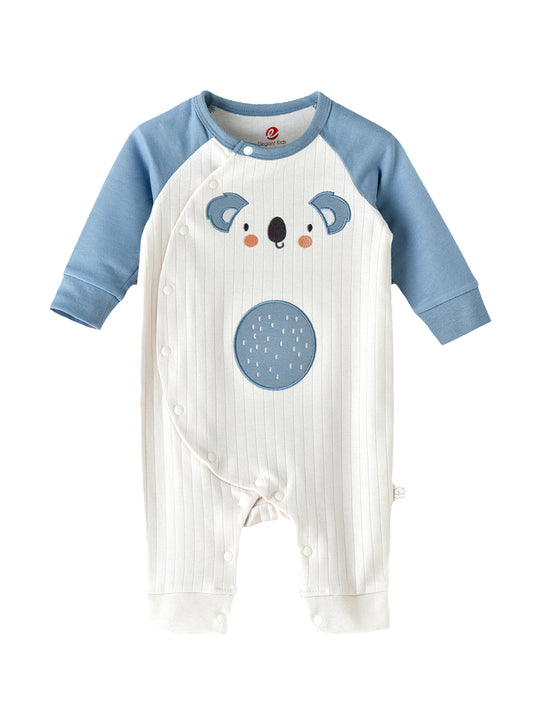 Elegant Kids Koala Patch Full Sleeves Romper - White & Blue