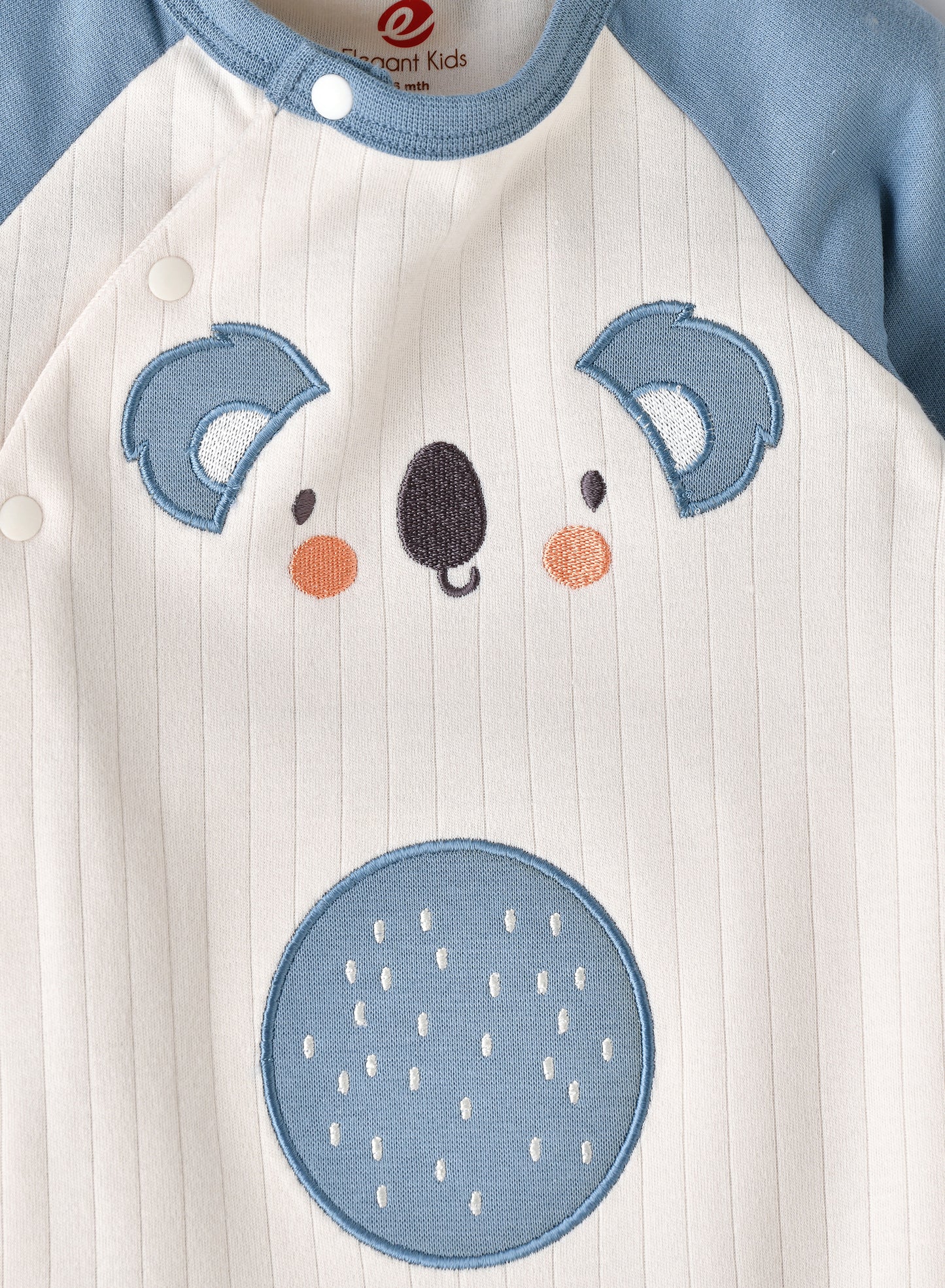 Elegant Kids Koala Patch Full Sleeves Romper - White & Blue