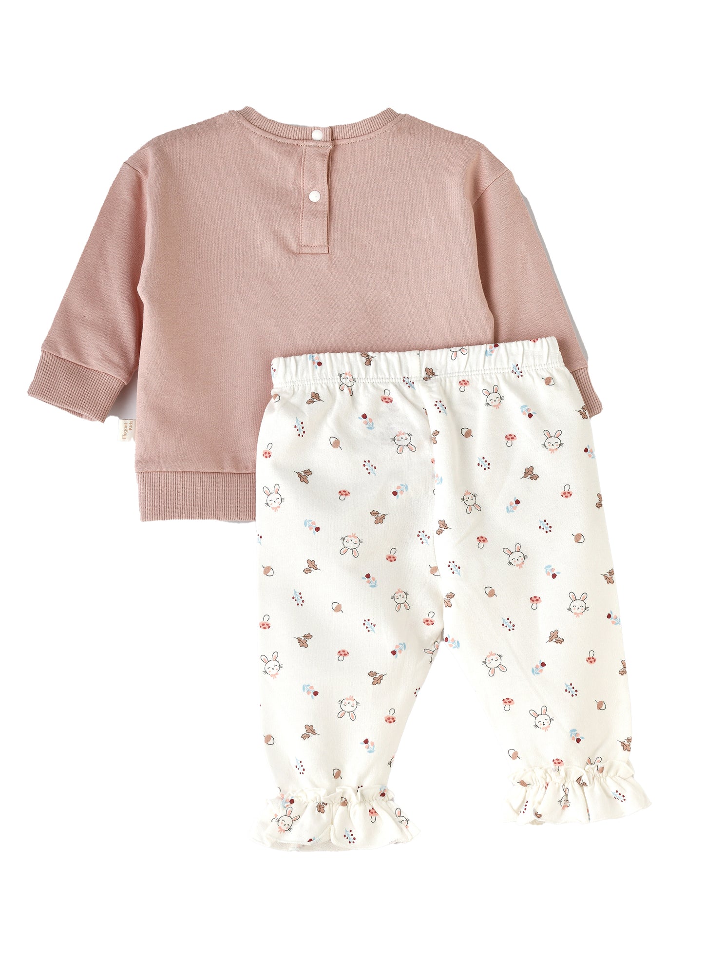 Elegant Kids Girls Sweatshirt & Printed Pants Set - Pink