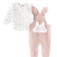 Elegant Kids Baby Girl Overalls and Printed Long-Sleeve Shirt Set - Pink