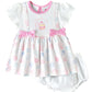 Elegant Kids All Over Cup Cake Printed Frock With Bloomer - White & Pink