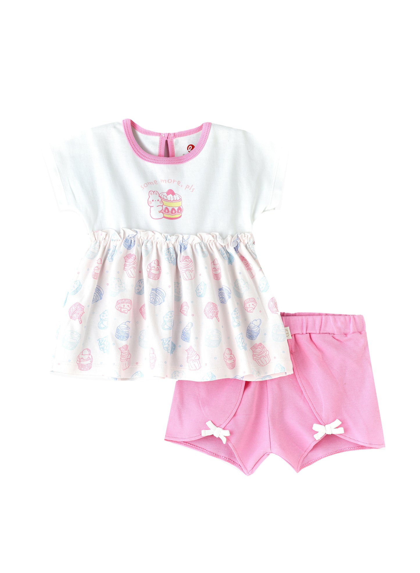 Elegant Kids Baby Girl Dress with Bloomers - White & Pink