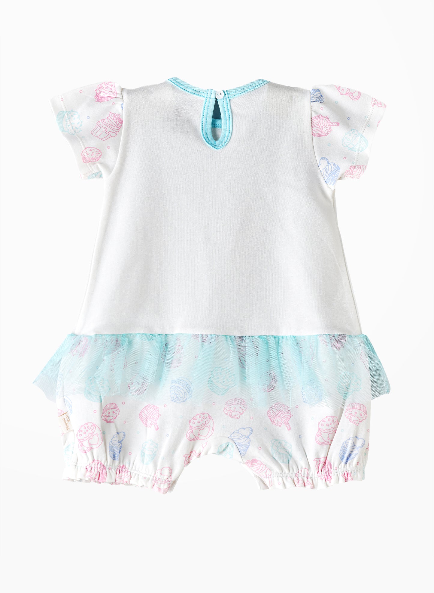 Elegant Kids Baby Girl Cake is My Happy Romper -  White & Blue