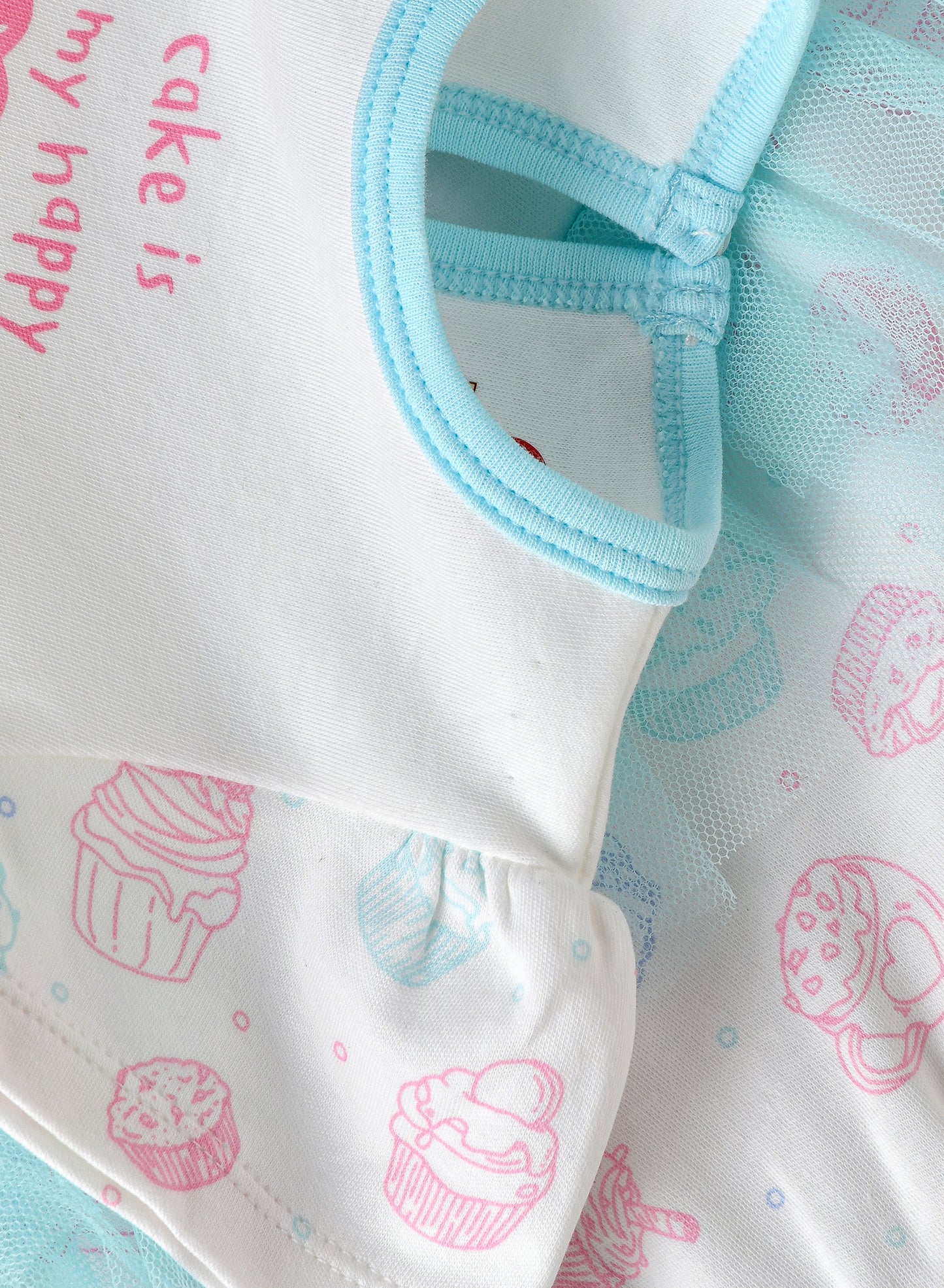 Elegant Kids Baby Girl Cake is My Happy Romper -  White & Blue