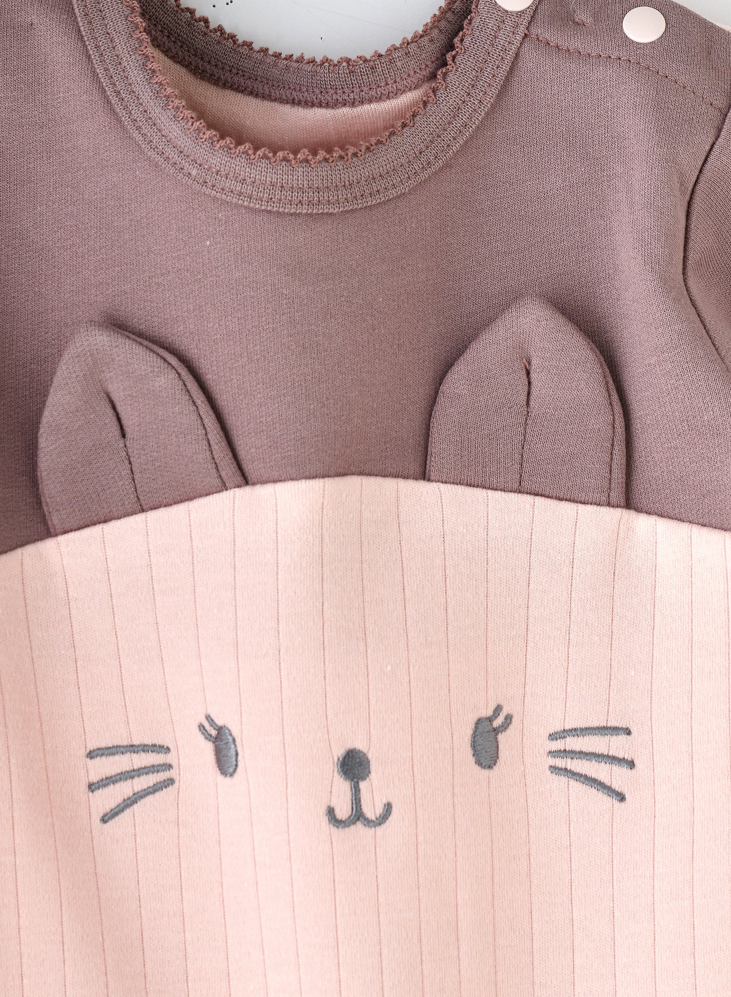 Elegant Kids Baby Cat-Themed Romper - Pink & Brown