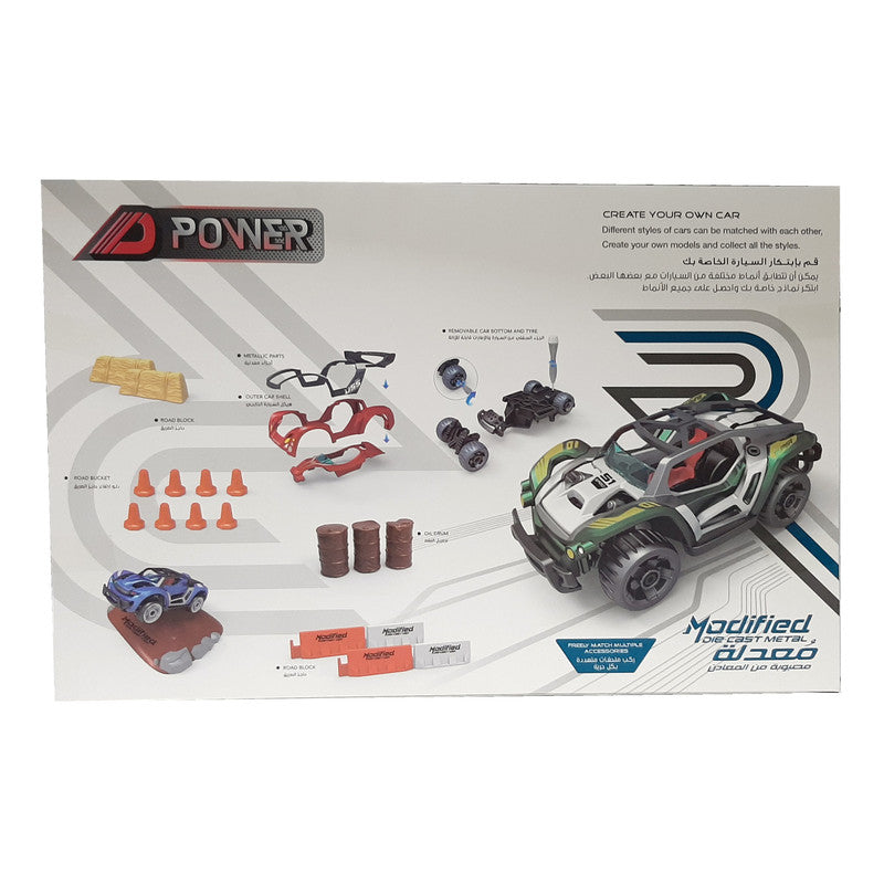 D-Power DIY Modified Race Car For Kids (35pcs) - Blue - Laadlee