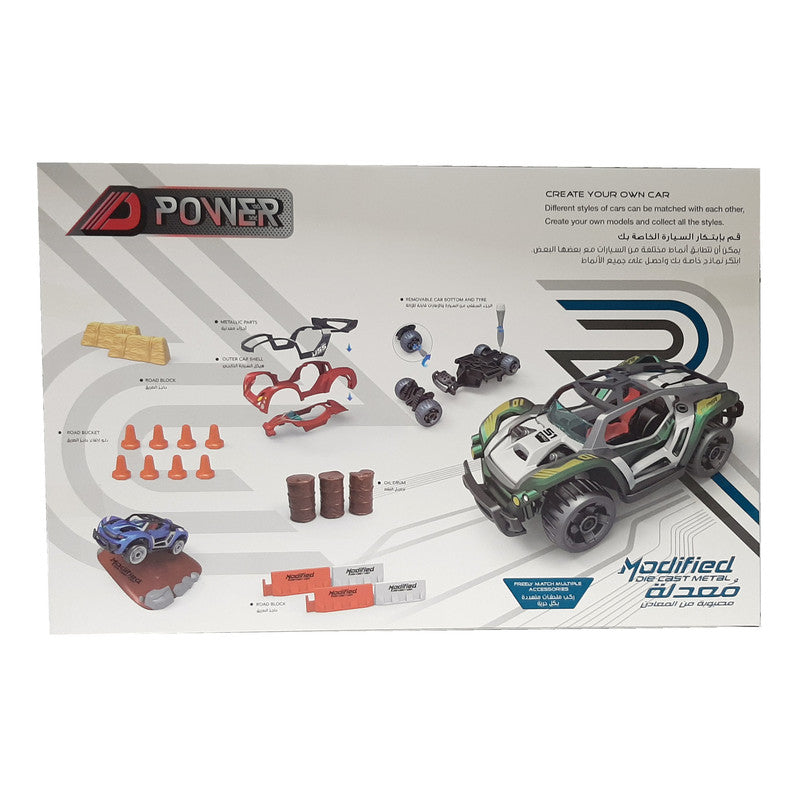 D-Power DIY Modified Race Car For Kids (35pcs) - Blue