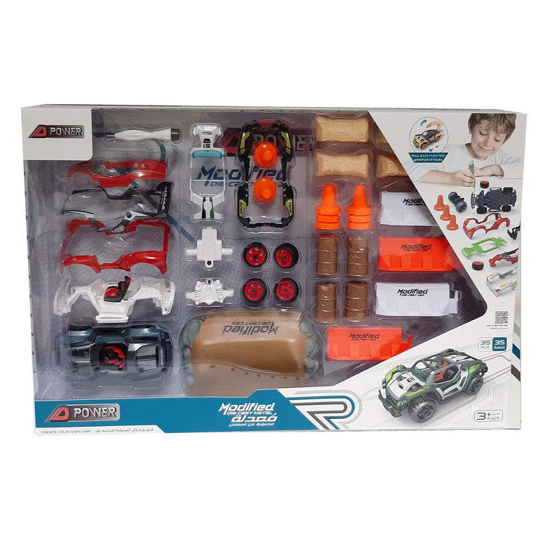 D-Power DIY Modified Race Car For Kids (35pcs) - Grey - Laadlee