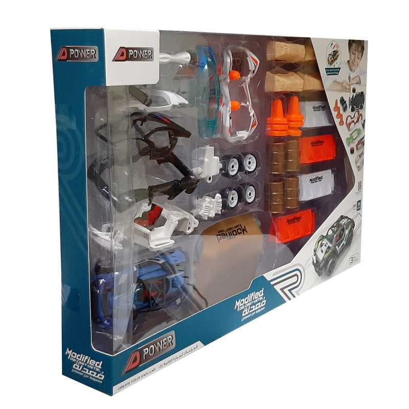 D-Power DIY Modified Race Car For Kids (35pcs) - Blue - Laadlee