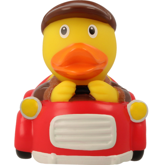 Lilalu Bath Toy Car Driver Duck - Red & Yellow