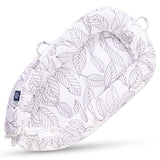 Little Story Soft Breathable Fiberfill Newborn Lounger Bed - Flora White Grey