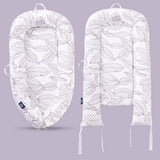 Little Story Soft Breathable Fiberfill Newborn Lounger Bed - Flora White Grey
