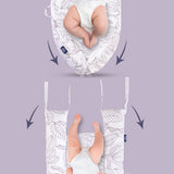 Little Story Soft Breathable Fiberfill Newborn Lounger Bed - Flora White Grey