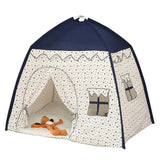 Little Story Foldable Teepee Playpen Canvas Tent Hut Play House - Blue