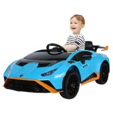 MYTS 12V Lamborghini Licensed Huracan STO Kids Rideon Car - Blue