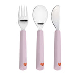 Lassig Cutlery with Silicone Handle 3pcs - Happy Rascals Heart Lavender