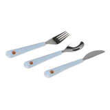 Lassig Cutlery with Silicone Handle 3pcs - Happy Rascals Smile Sky Blue