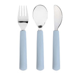 Lassig Cutlery with Silicone Handle 3pcs - Happy Rascals Smile Sky Blue