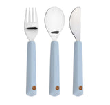 Lassig Cutlery with Silicone Handle 3pcs - Happy Rascals Smile Sky Blue