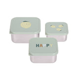 Lassig  Stainless Steel Snack Box 3pcs - Happy Fruits Lemon